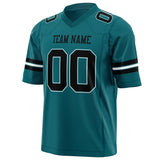 Custom Teal Black Solid Colour Football Jersey