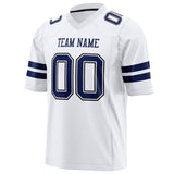 Custom White Navy Solid Colour Football Jersey