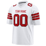 Custom White Red Solid Colour Football Jersey