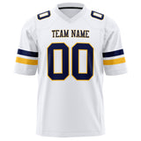 Custom White Navy Solid Colour Football Jersey