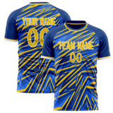 Custom Blue Gold Pattern Soccer Jersey