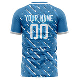 Custom Blue White Pattern Soccer Jersey