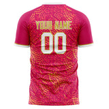 Custom Pink Gold Pattern Soccer Jersey