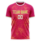 Custom Pink Gold Pattern Soccer Jersey