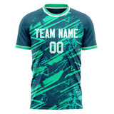 Custom Teal White Pattern Soccer Jersey