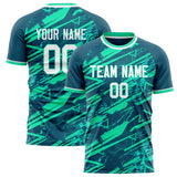 Custom Teal White Pattern Soccer Jersey