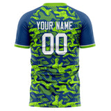 Custom Royal Neon Green Pattern Soccer Jersey