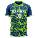 Custom Royal Neon Green Pattern Soccer Jersey