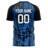 Custom Black Blue Pattern Soccer Jersey