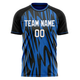 Custom Black Blue Pattern Soccer Jersey