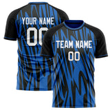 Custom Black Blue Pattern Soccer Jersey