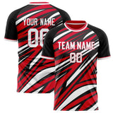 Custom Red White Pattern Soccer Jersey