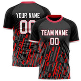 Custom Black Red Pattern Soccer Jersey