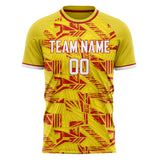 Custom Yellow Red Pattern Soccer Jersey