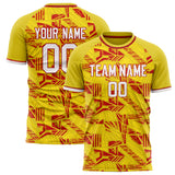 Custom Yellow Red Pattern Soccer Jersey