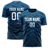 Custom Navy Blue Pattern Soccer Jersey