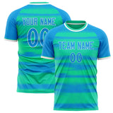 Custom Blue Teal Pattern Soccer Jersey