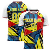 Custom White Gold Pattern Soccer Jersey