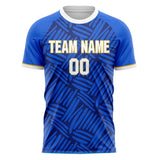 Custom Blue Navy Pattern Soccer Jersey