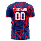 Custom Navy Red Pattern Soccer Jersey