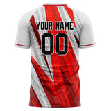 Custom White Red Pattern Soccer Jersey