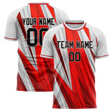 Custom White Red Pattern Soccer Jersey