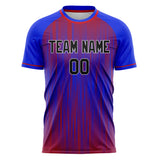 Custom Blue Red Pattern Soccer Jersey