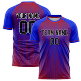 Custom Blue Red Pattern Soccer Jersey