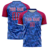 Custom Blue Red Pattern Soccer Jersey