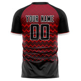 Custom Black Red Pattern Soccer Jersey