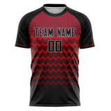 Custom Black Red Pattern Soccer Jersey