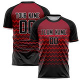 Custom Black Red Pattern Soccer Jersey