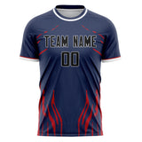 Custom Navy Black Pattern Soccer Jersey