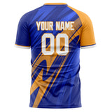 Custom Blue Orange Pattern Soccer Jersey