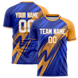 Custom Blue Orange Pattern Soccer Jersey