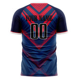 Custom Navy Red Pattern Soccer Jersey