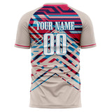 Custom Cream Pink Pattern Soccer Jersey