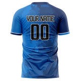 Custom Blue Black Pattern Soccer Jersey