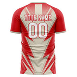 Custom Red Cream Pattern Soccer Jersey