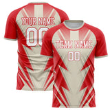 Custom Red Cream Pattern Soccer Jersey