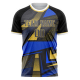 Custom Black Blue Pattern Soccer Jersey