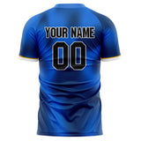 Custom Blue Black Pattern Soccer Jersey