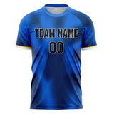 Custom Blue Black Pattern Soccer Jersey