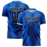 Custom Blue Black Pattern Soccer Jersey