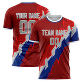 Custom Red Gray Pattern Soccer Jersey