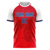 Custom Red White Pattern Soccer Jersey