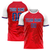 Custom Red White Pattern Soccer Jersey