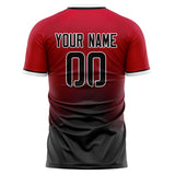 Custom Red Black Pattern Soccer Jersey