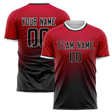 Custom Red Black Pattern Soccer Jersey