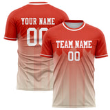 Custom Red Cream Pattern Soccer Jersey